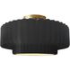 Radiance Collection - Pleated Tier 1 Light 16.5 inch Carbon Matte Black and Brushed Brass Semi-Flush Ceiling Light in Replaceable Bulb, 16.5W x 8H, Form+Finish+Function