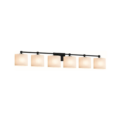 Fusion 6 Light 51.5 inch Matte Black Bath Bar Wall Light in Oval, Incandescent, Opal Fusion, Oval