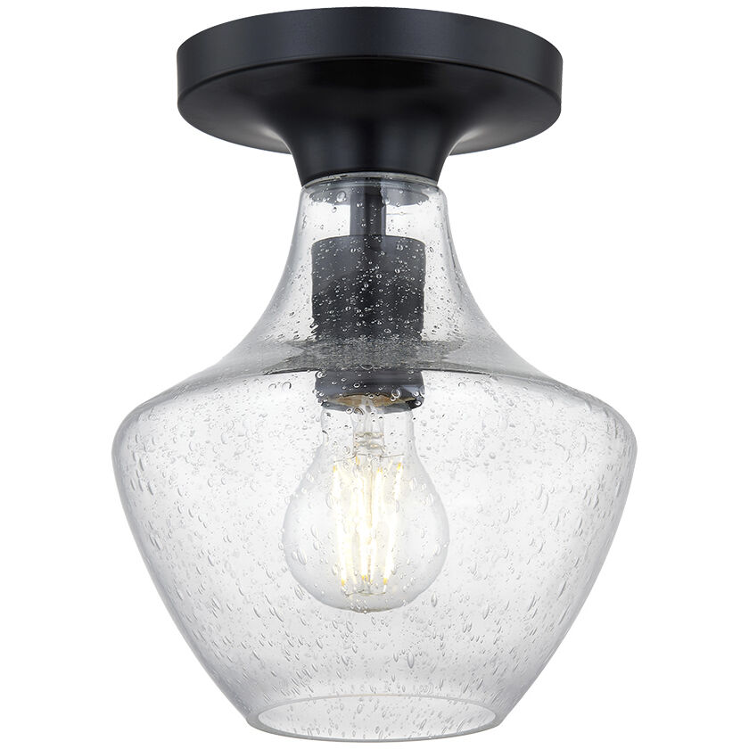 Fusion Collection 1 Light 7.5 inch Matte Black Semi Flush Ceiling Light, Harlow Family