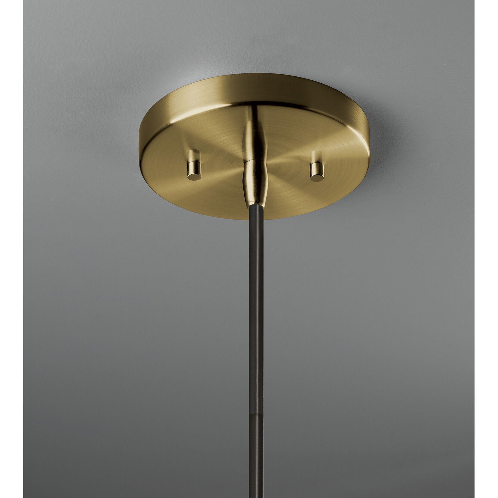 Perforated Dish Pendant Ceiling Light in Antique Brass, Dedicated LED, Black Cord, Pewter Green, Form+Finish+Function