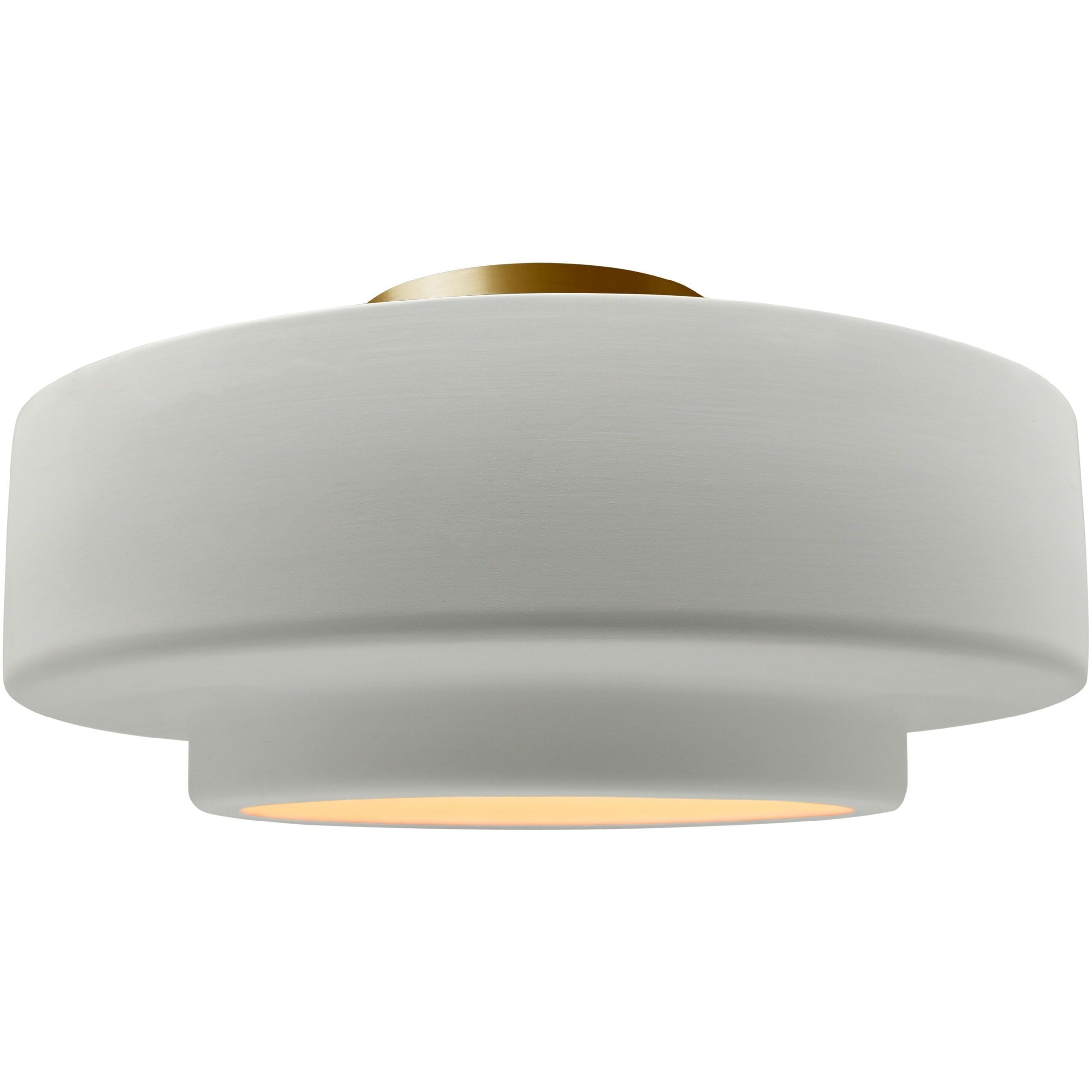 Radiance Collection - Tier 1 Light 14.5 inch Matte White and Brushed Brass Semi-Flush Ceiling Light in Replaceable Bulb, 14.5W x 7.25H, Form+Finish+Function