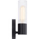 Fusion Collection - Rimini Family 1 Light 4.25 inch Matte Black and Clear Ribbed ADA Wall Sconce Wall Light, EVOLV