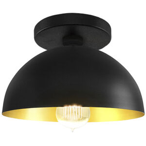 Elias 1 Light 9 inch Matte Black Semi-Flush Ceiling Light