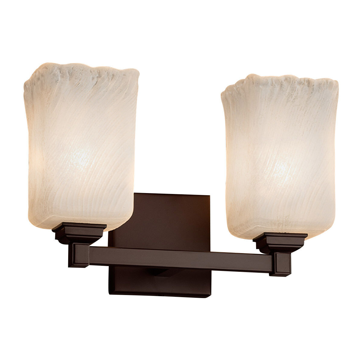 Veneto Luce 2 Light 13.5 inch Polished Chrome Vanity Light Wall Light in Clear Textured (Veneto Luce), Square with Rippled Rim, Incandescent