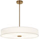 Textile Collection - Genova Family 36 inch Brushed Brass and White Linen Semi-Flush Ceiling Light in 36" D x 36" W x 9.5" H, EVOLV