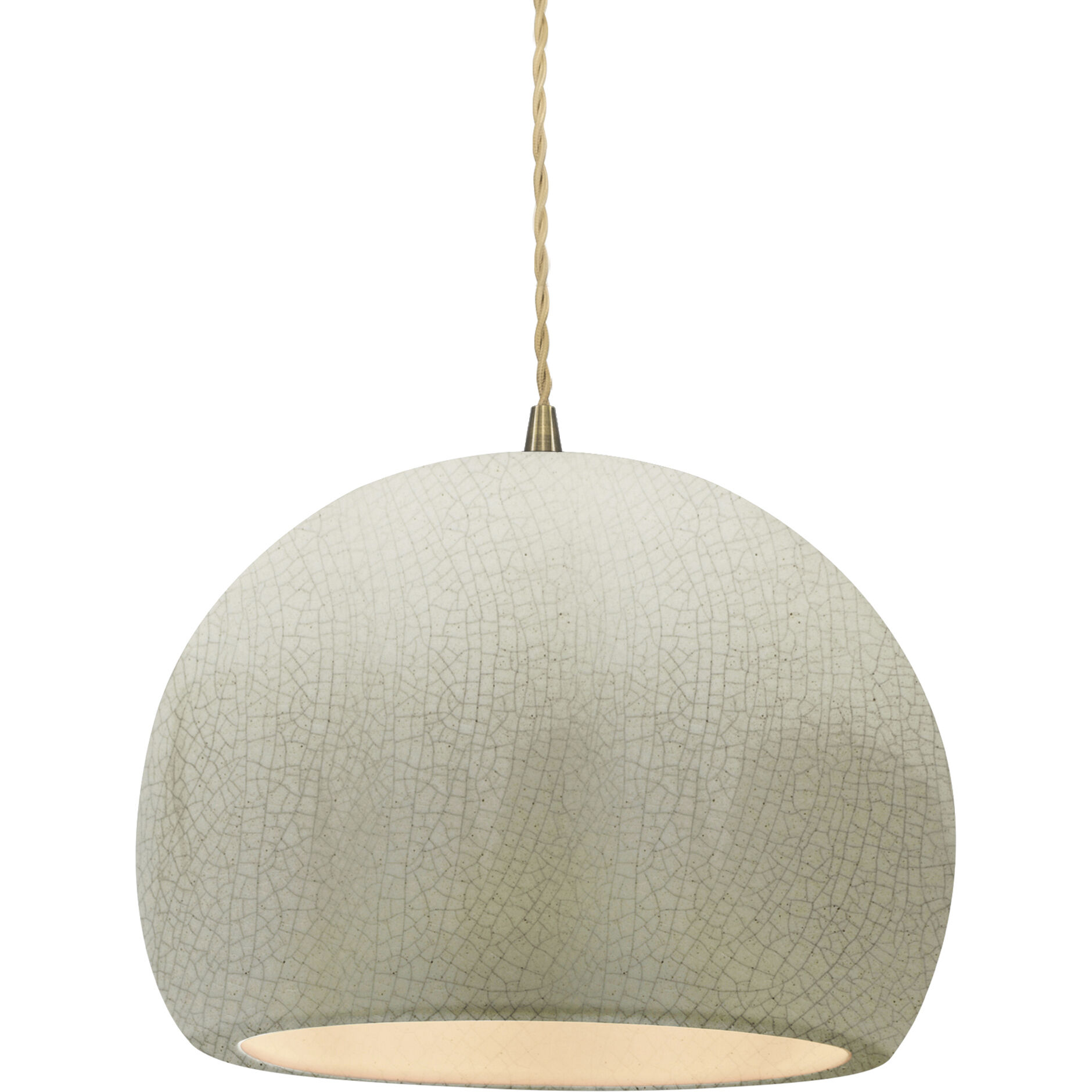 Radiance 1 Light 10 inch White Crackle and Antique Brass Pendant Ceiling Light