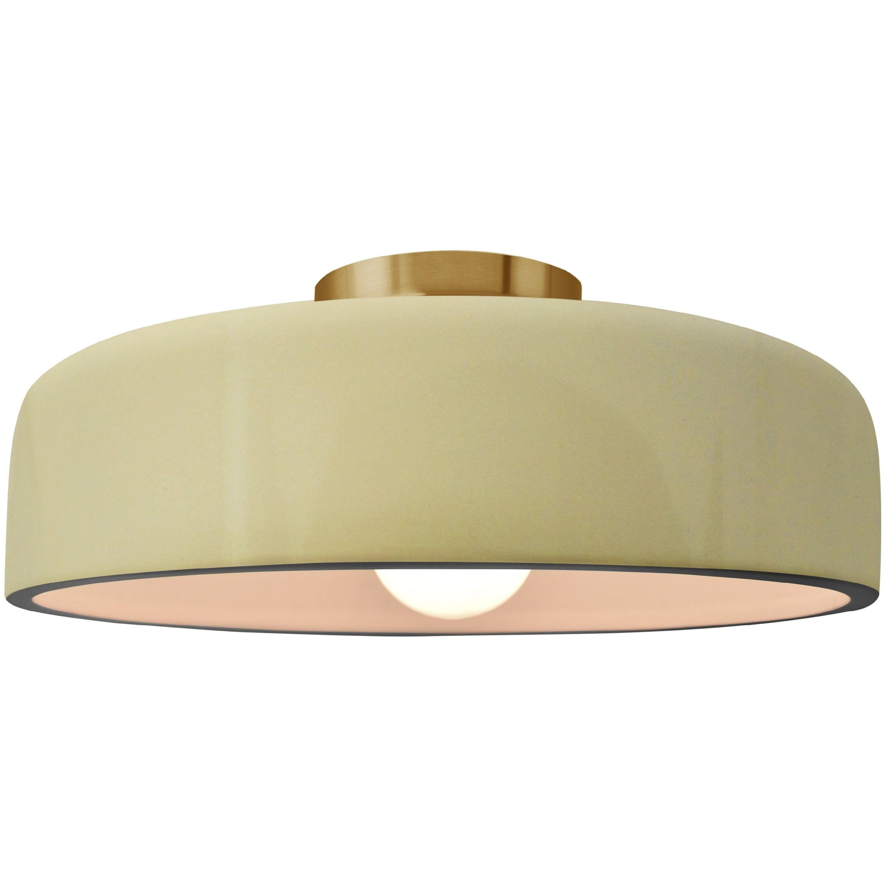 Radiance Collection - Spire LED 16 inch Vanilla Gloss and Brushed Brass Semi-Flush Ceiling Light in Dedicated LED, 16W x 6.5H, Form+Finish+Function