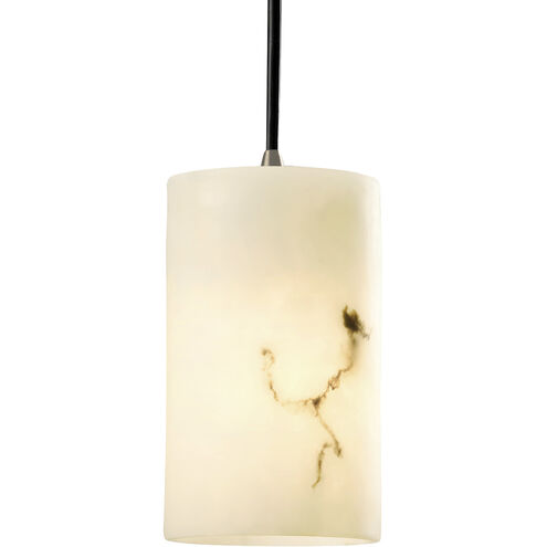 LumenAria LED 4 inch Matte Black Pendant Ceiling Light in 700 Lm LED, Rigid Stem Kit, Cylinder with Flat Rim