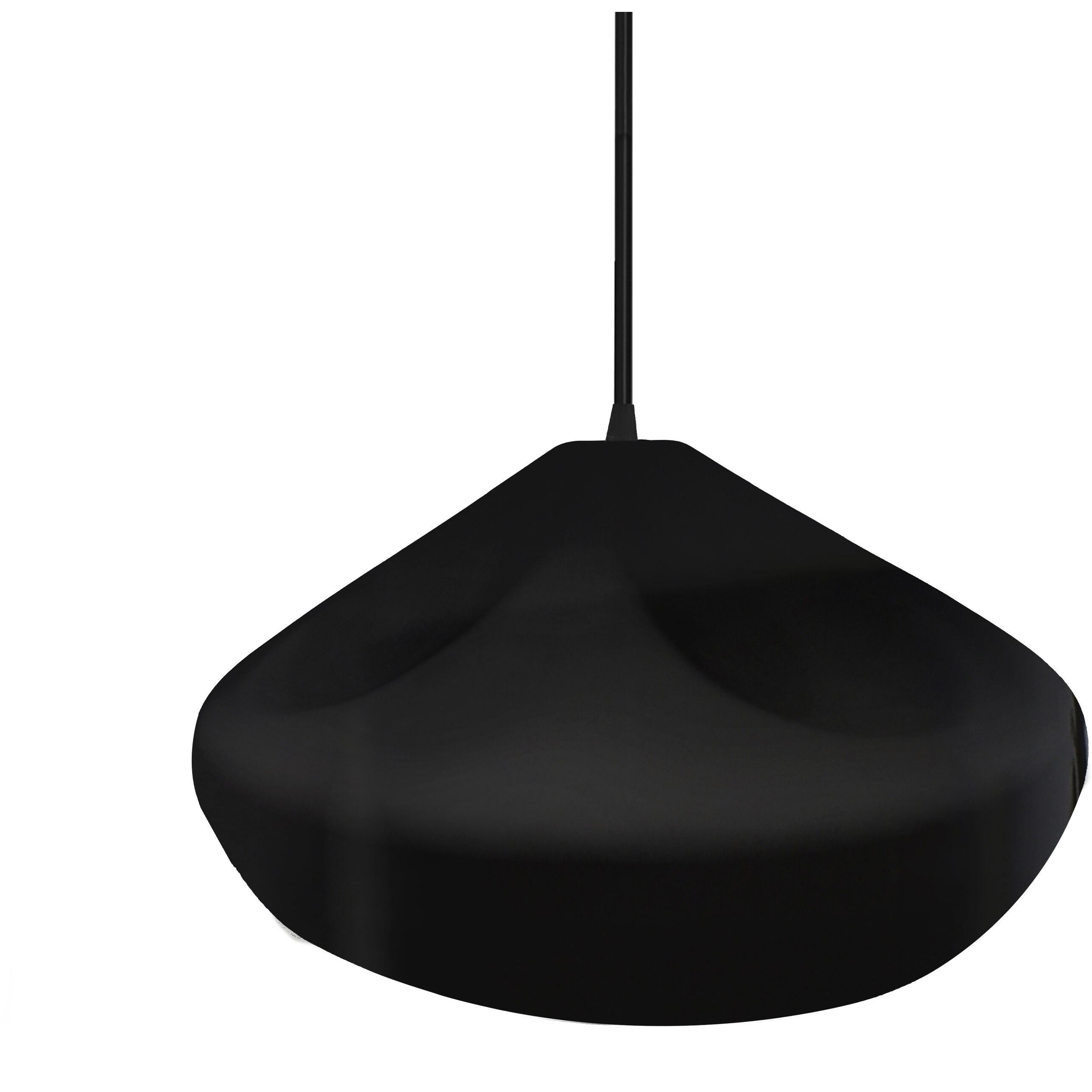 Radiance Collection - Crease Pendant Ceiling Light in Matte Black, Dedicated LED, Black Cord, Gloss Black, 15.25W x 6.5H, Form+Finish+Function