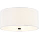 Textile Collection 3 Light 14 inch Matte Black Flush Mount Ceiling Light in White, Classic Family
