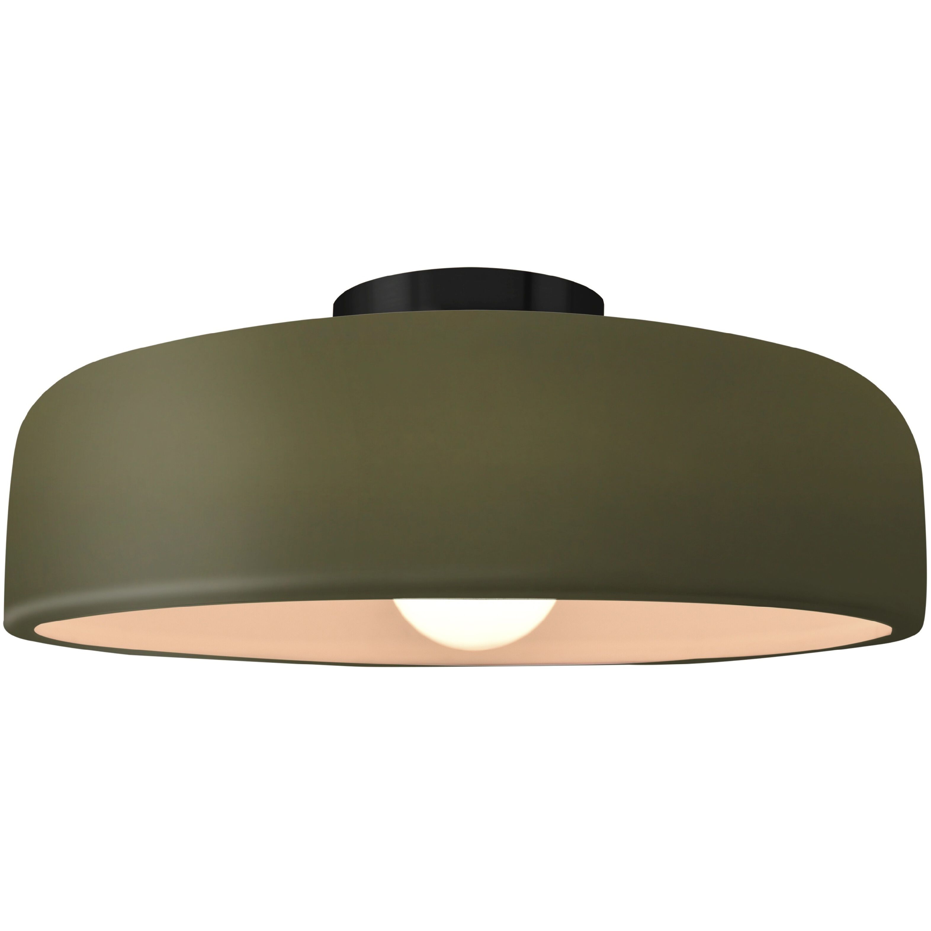 Radiance Collection - Spire 1 Light 16 inch Matte Green and Matte Black Semi-Flush Ceiling Light in Replaceable Bulb, 16W x 6.5H, Form+Finish+Function