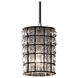 Wire Glass LED 4 inch Dark Bronze Pendant Ceiling Light in 700 Lm LED, White Cord, Swirl with Clear Bubbles