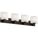 Fusion 4 Light 35.25 inch Dark Bronze Bath Bar Wall Light in Oval, Incandescent, Opal Fusion