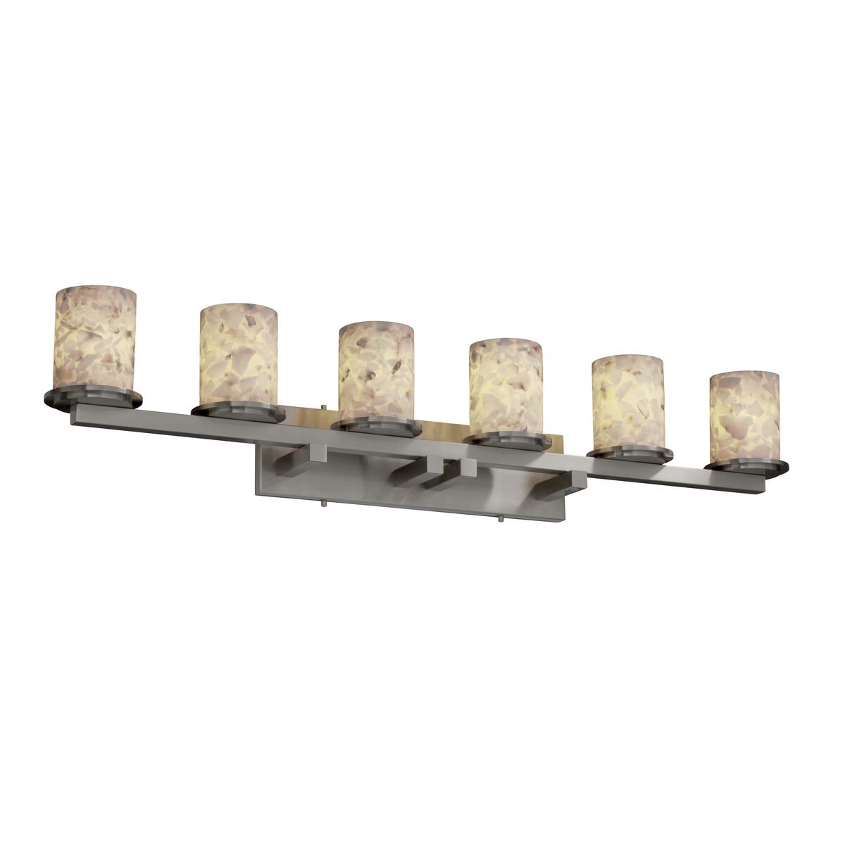 Alabaster Rocks 6 Light 45 inch Brushed Nickel Bath Bar Wall Light in Incandescent