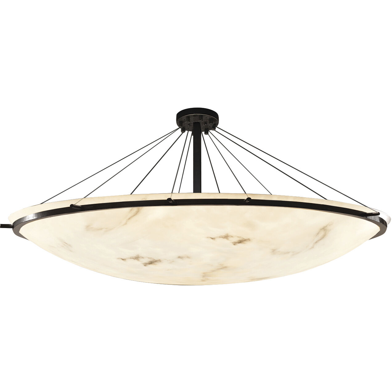 Lumenaria 75 inch Dark Bronze Semi-Flush Bowl with Ring Ceiling Light in Incandescent