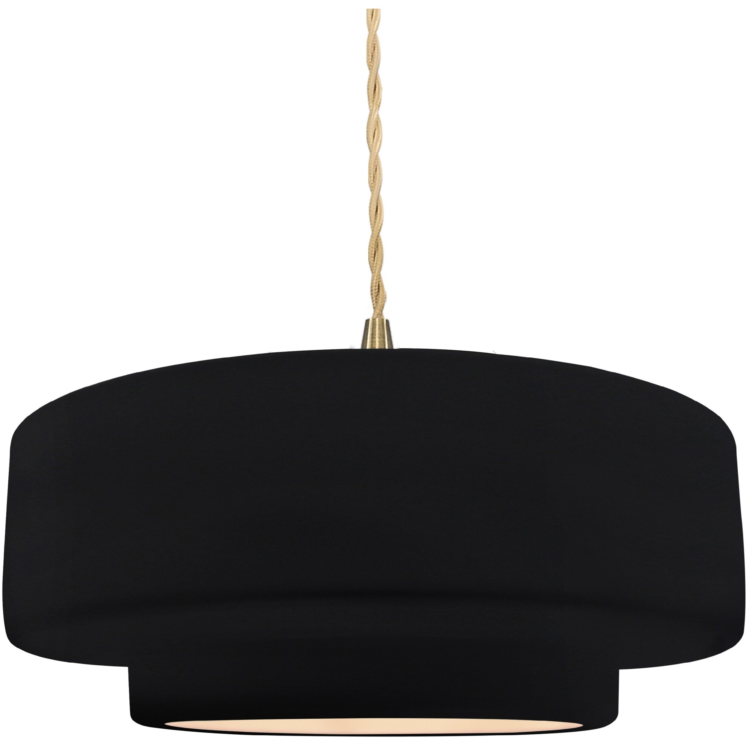 Radiance Collection - Tier Pendant Ceiling Light in Brushed Brass, Replaceable Bulb, Beige Twist Cord, Gloss Black, 14.5W x 5.25H, Form+Finish+Function