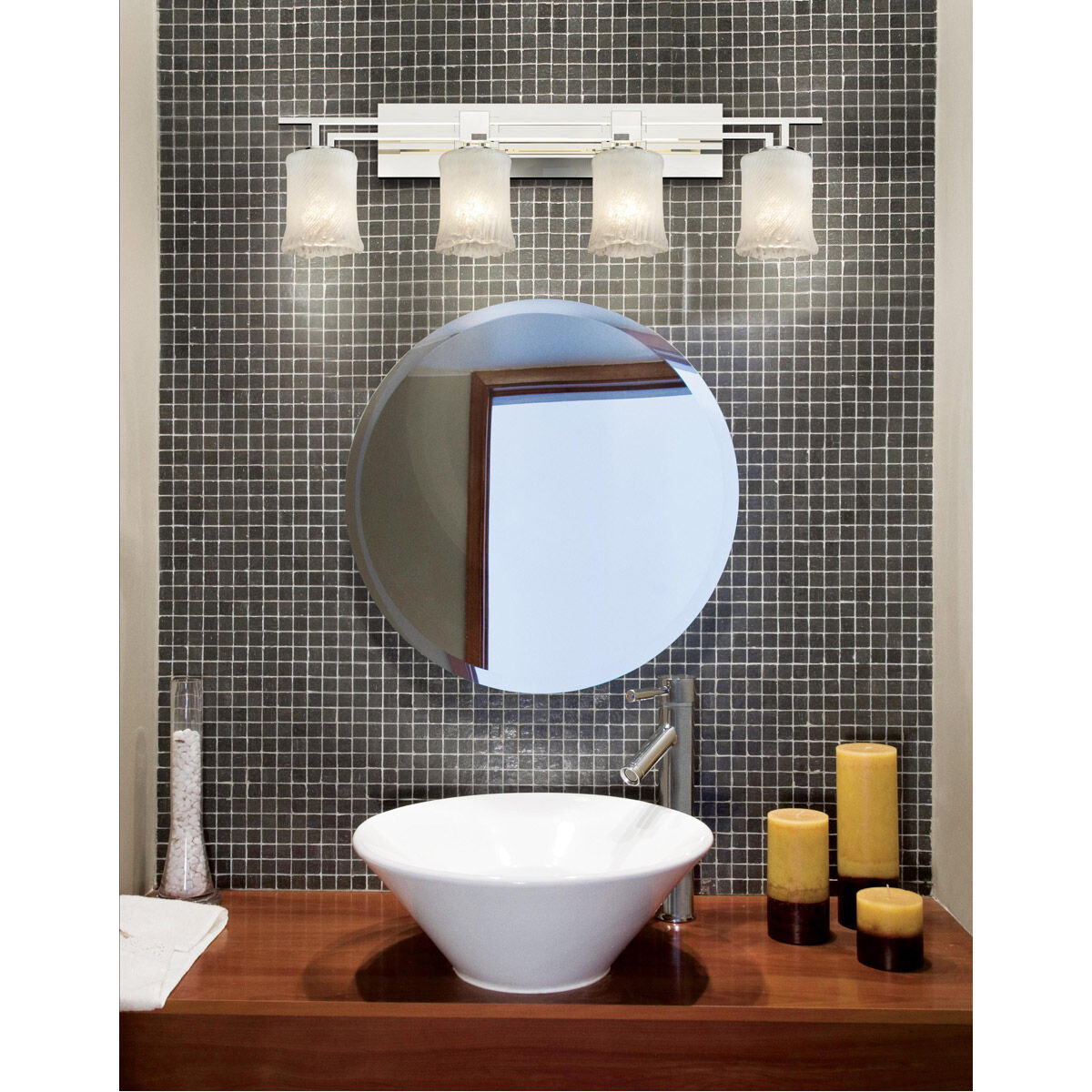 Veneto Luce 4 Light 36 inch Polished Chrome Bath Bar Wall Light in Lace (Veneto Luce), Round Flared, Incandescent