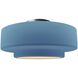 Radiance Collection - Tier 1 Light 14.5 inch Sky Blue and Brushed Nickel Semi-Flush Ceiling Light in Replaceable Bulb, 14.5W x 7.25H, Form+Finish+Function