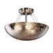 Fusion 3 Light 21 inch Brushed Nickel Semi Flush Ceiling Light in 3000 Lm LED, Concentric Squares, Opal Fusion