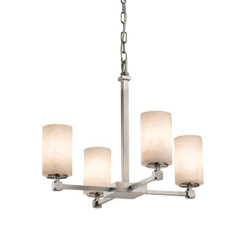 Clouds LED 21 inch Brushed Nickel Chandelier Ceiling Light in 2800 Lm LED, Cylinder with Flat Rim