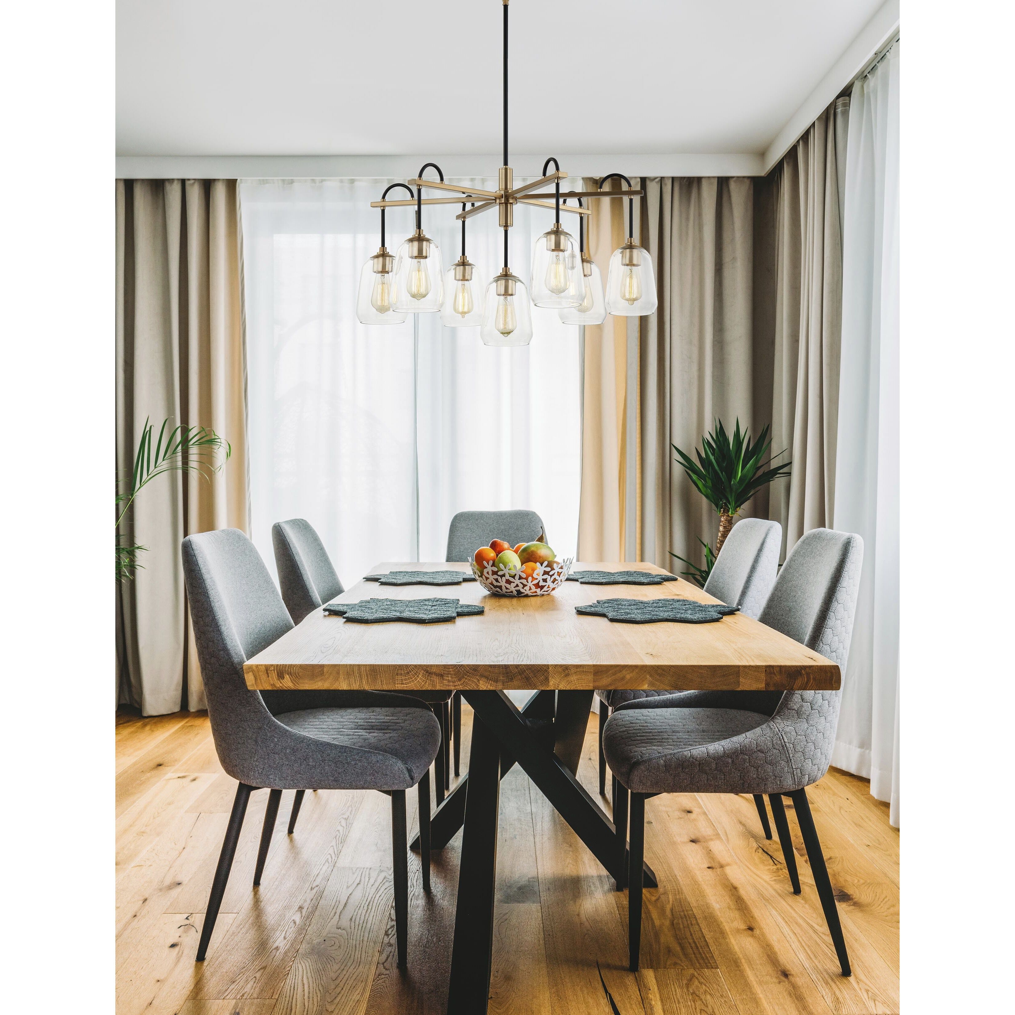 Fusion Collection - Arcwell Family 32 inch Matte Black Chandelier Ceiling Light