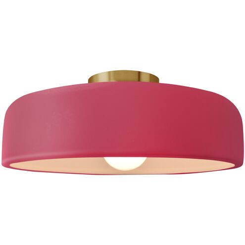 Radiance LED 16 inch Cerise and Brushed Brass Semi Flush Ceiling Light