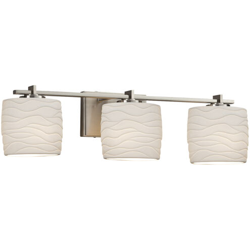 Limoges 3 Light 26.75 inch Brushed Nickel Vanity Light Wall Light in Waves, Oval, Incandescent