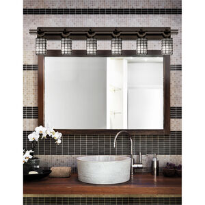Argyle 6 Light 59 inch Dark Bronze Vanity Light Wall Light in Grid with Clear Bubbles, Square with Flat Rim 
