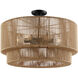 Eco Collection - Milos Family 6 Light 24 inch Matte Black and Natural Semi-Flush Ceiling Light in 24" D x 24" W x 14" H, EVOLV