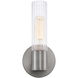 Fusion Collection - Rimini Family 1 Light 4.25 inch Brushed Nickel and Clear Ribbed ADA Wall Sconce Wall Light, EVOLV
