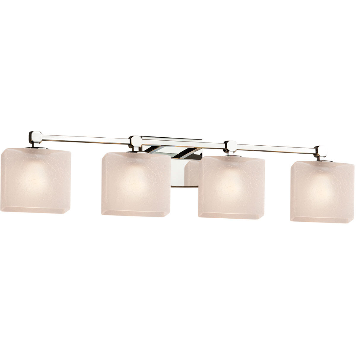 Fusion 4 Light 31 inch Polished Chrome Bath Bar Wall Light in Oval, Incandescent, Frosted Crackle Fusion