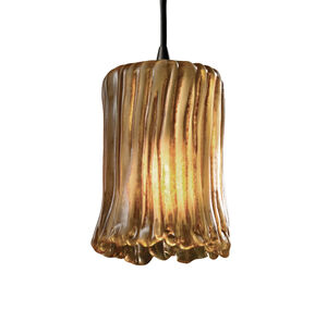 Veneto Luce 1 Light 6 inch Antique Brass Pendant Ceiling Light in Amber (Veneto Luce), Tulip with Rippled Rim