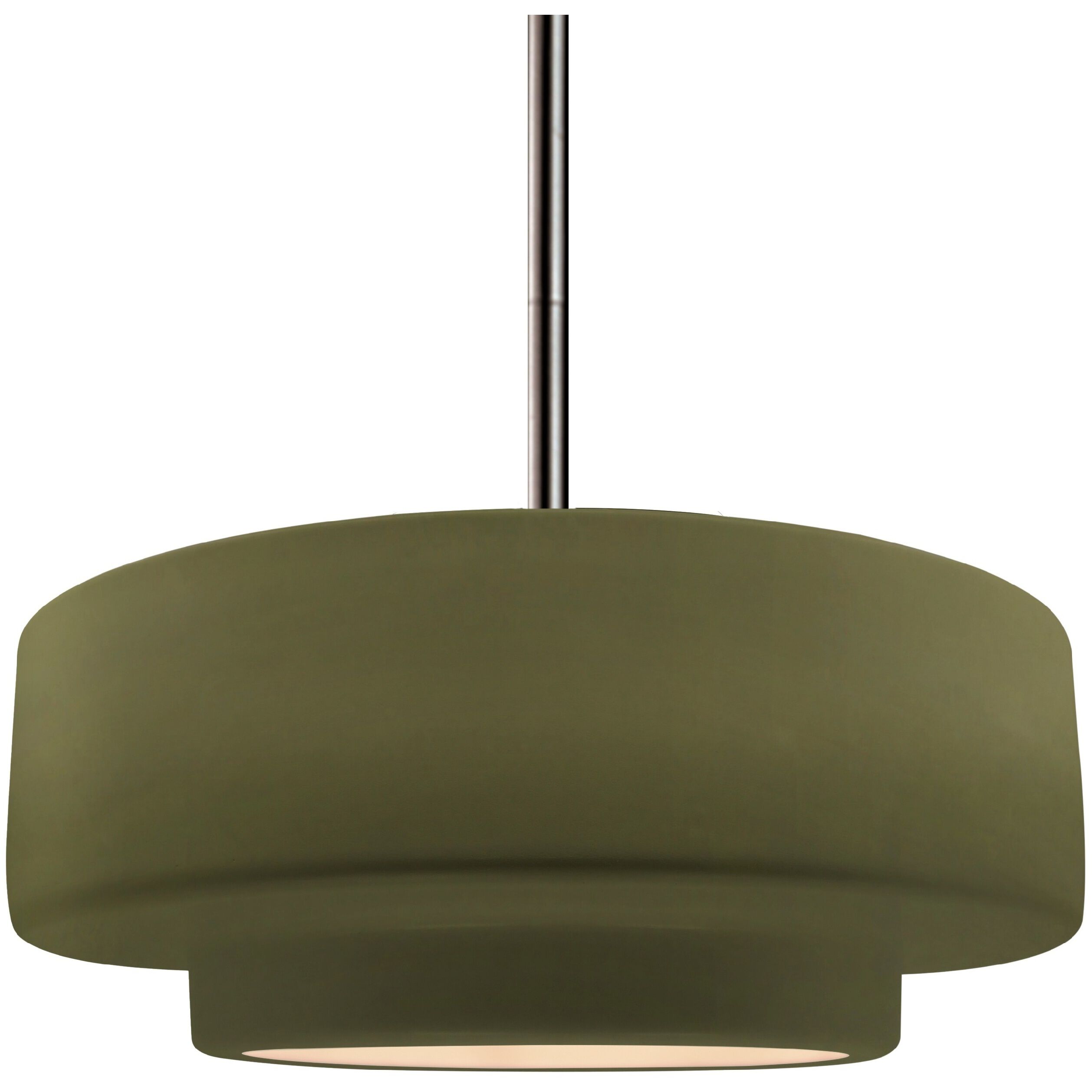 Radiance Collection - Tier Pendant Ceiling Light in Brushed Nickel, Black Cord, Replaceable Bulb, Matte Green, 14.5W x 5.25H, Form+Finish+Function