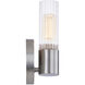 Fusion Collection - Rimini Family 1 Light 4.25 inch Brushed Nickel and Clear Ribbed ADA Wall Sconce Wall Light, EVOLV