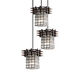 Metropolis 3 Light 7 inch Dark Bronze Pendant Ceiling Light in Grid with Clear Bubbles, Square with Flat Rim