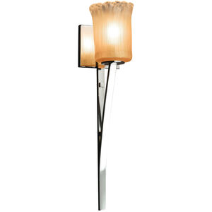 Veneto Luce Wall Sconce Wall Light in Polished Chrome, Gold with Clear Rim (Veneto Luce), Cylinder with Rippled Rim, Incandescent