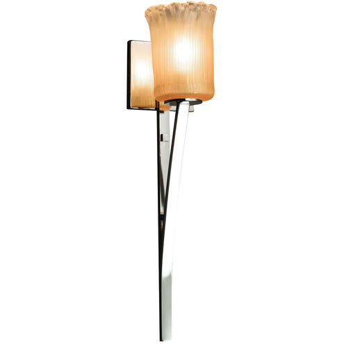 Veneto Luce Wall Sconce Wall Light in Polished Chrome, Gold with Clear Rim (Veneto Luce), Cylinder with Rippled Rim, Incandescent