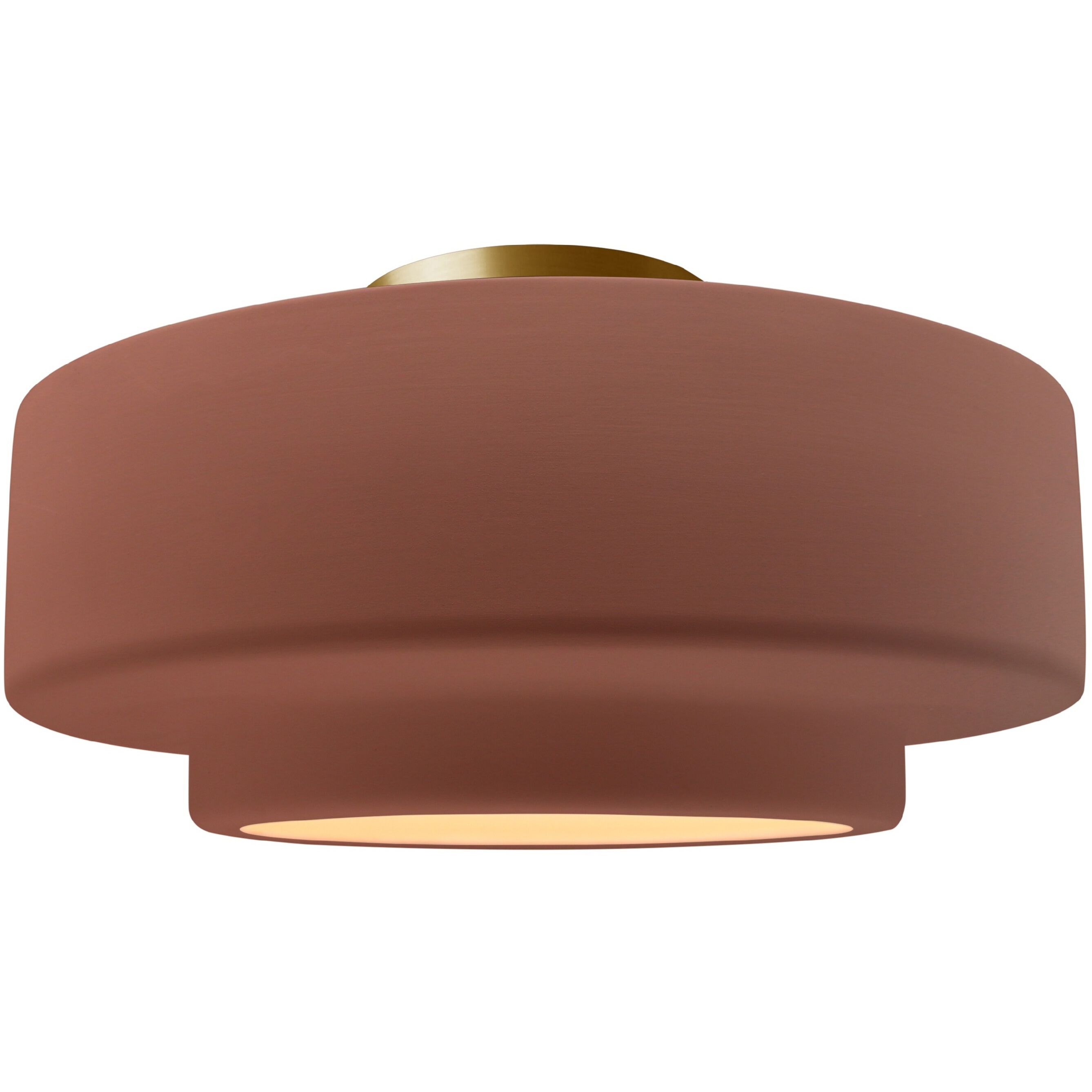 Radiance Collection - Tier 1 Light 16.5 inch Canyon Clay and Brushed Brass Semi-Flush Ceiling Light in Replaceable Bulb, 16.5W x 8H, Form+Finish+Function