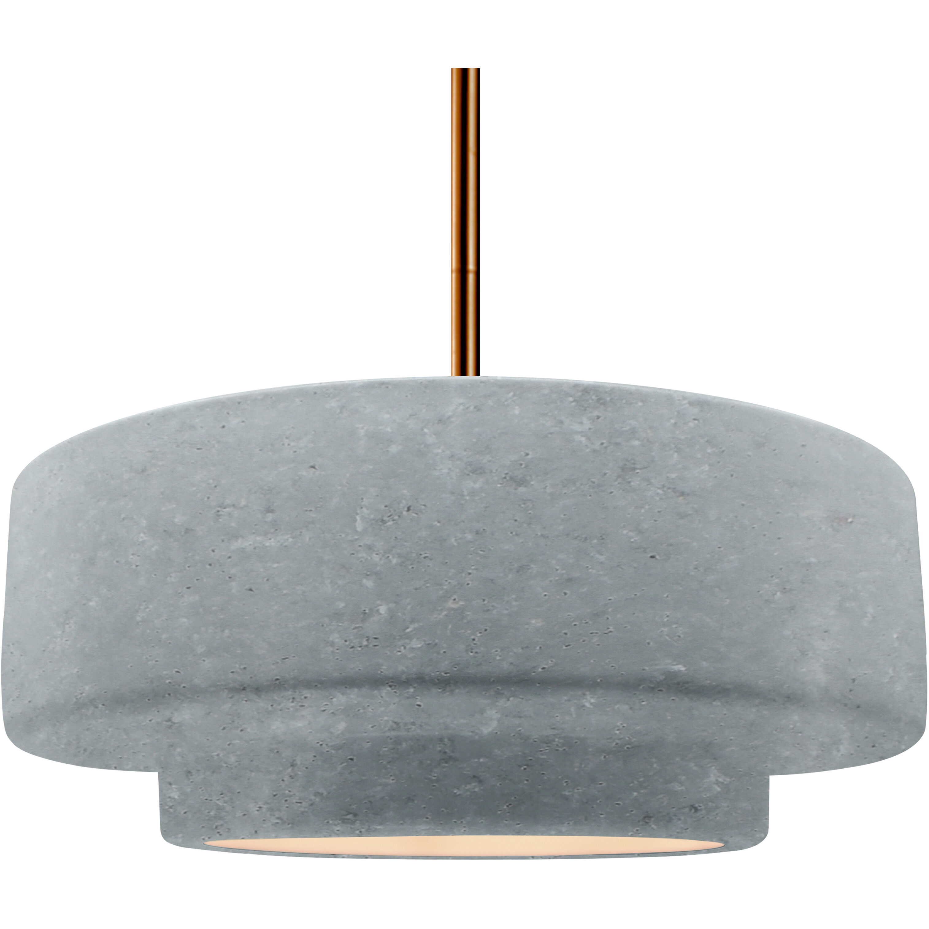 Radiance Collection - Tier Pendant Ceiling Light in Brushed Brass, Dedicated LED, Rigid Stem, Concrete, 16.25W x 6H, Form+Finish+Function