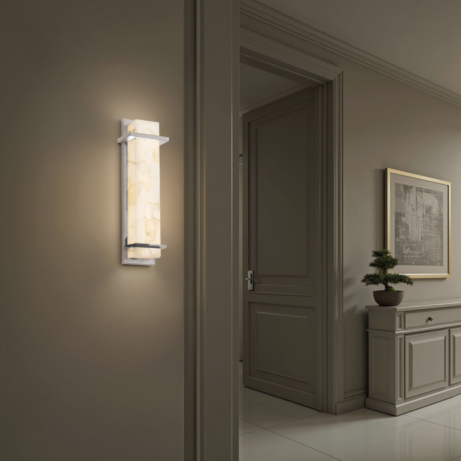 Alabaster Rocks Wall Sconce Wall Light in Brushed Nickel