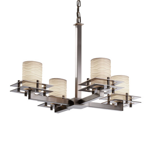 Limoges LED 25 inch Brushed Nickel Chandelier Ceiling Light in 2800 Lm LED, Pleats, Metropolis