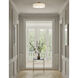 Textile Collection - Genova Family 24 inch Brushed Brass and Cream Linen Semi-Flush Ceiling Light in 24" D x 24" W x 10.25" H, EVOLV