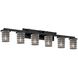 Wire Glass LED 45 inch Brushed Nickel Bath Bar Wall Light in 4200 Lm LED, Grid with Clear Bubbles, Dakota