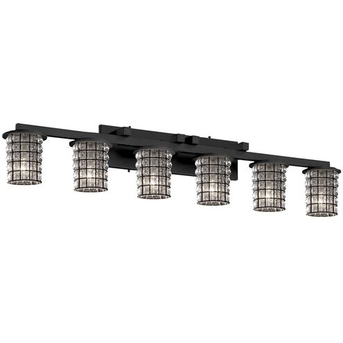 Wire Glass LED 45 inch Brushed Nickel Bath Bar Wall Light in 4200 Lm LED, Grid with Clear Bubbles, Dakota