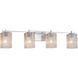 Fusion 4 Light 34 inch Polished Chrome Bath Bar Wall Light in Square with Flat Rim, Incandescent, Seeded Fusion
