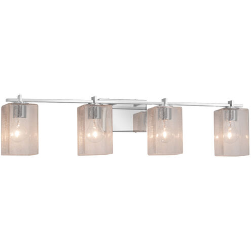 Fusion 4 Light 34 inch Polished Chrome Bath Bar Wall Light in Square with Flat Rim, Incandescent, Seeded Fusion