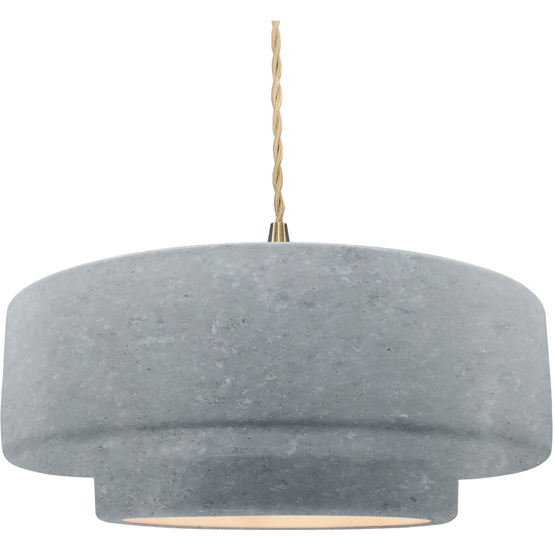Radiance Collection - Tier Pendant Ceiling Light in Brushed Brass, Replaceable Bulb, Beige Twist Cord, Concrete, 16.25W x 6H, Form+Finish+Function