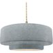 Radiance Collection - Tier Pendant Ceiling Light in Brushed Brass, Replaceable Bulb, Beige Twist Cord, Concrete, 16.25W x 6H, Form+Finish+Function