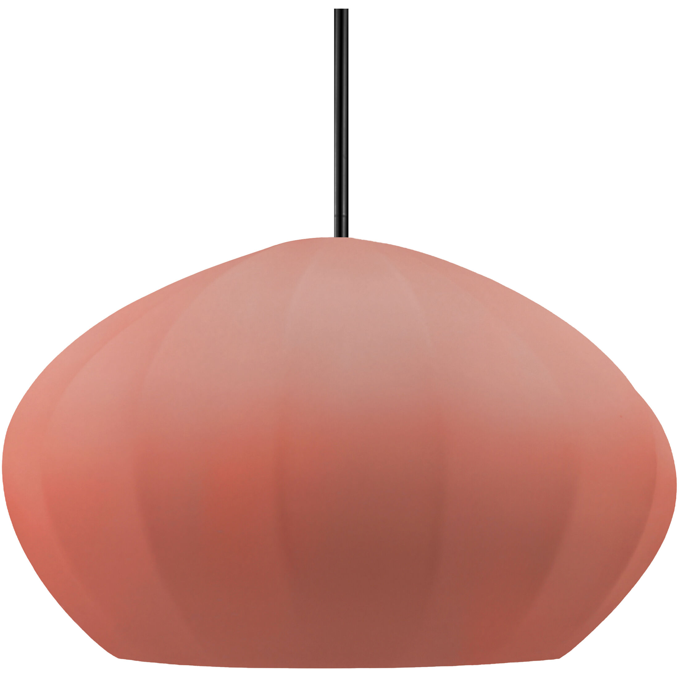 Radiance Collection - Fluted Pendant Ceiling Light in Matte Black, Dedicated LED, Rigid Stem, Gloss Blush, Form+Finish+Function