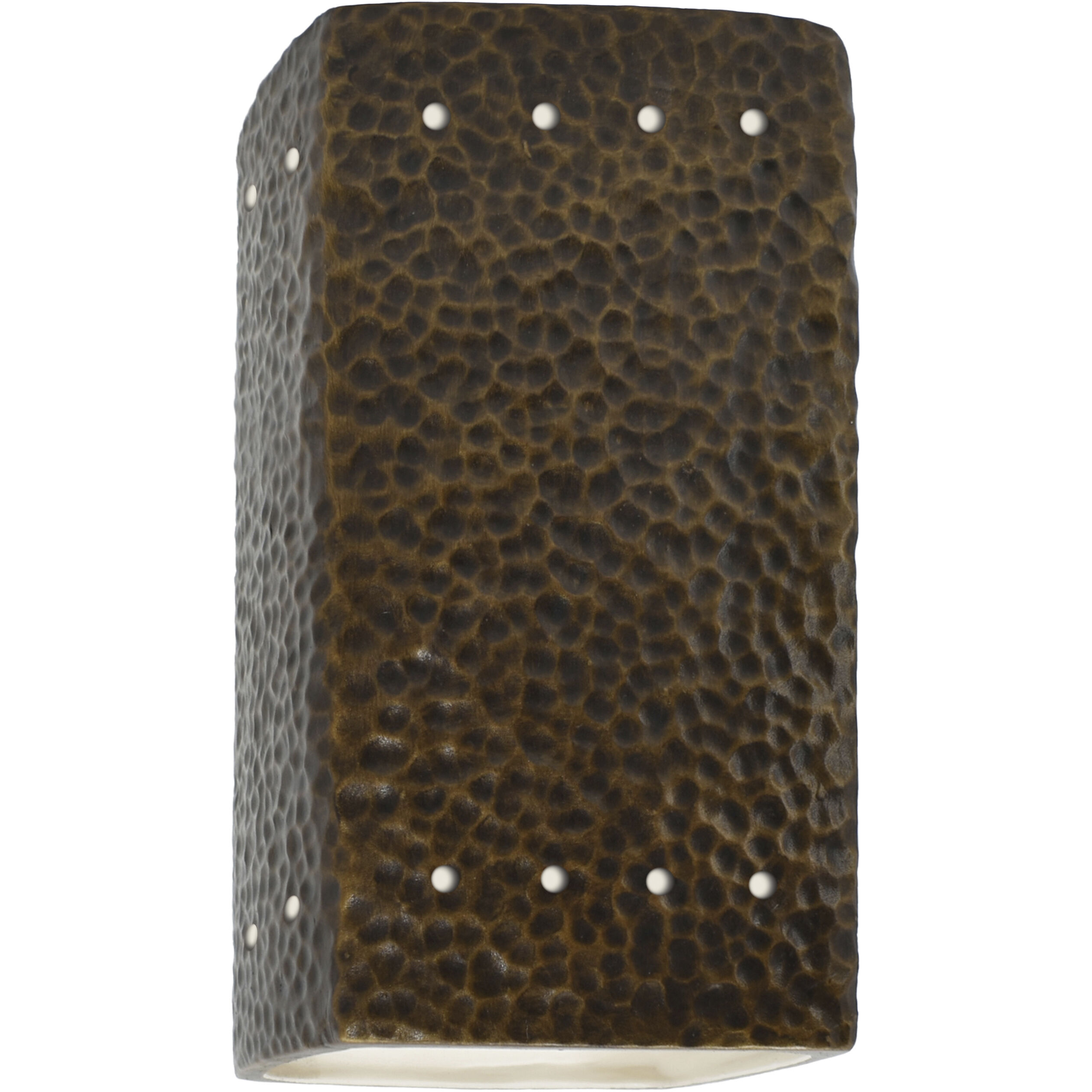 Ambiance Rectangle LED 5.25 inch Hammered Polished Brass Wall Sconce Wall Light, Small